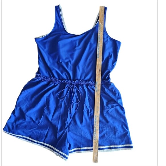 Swim365 One Piece Romper Swimsuit Front Pockets Built In Padded Bra Blue Sz 26W - Picture 7 of 14